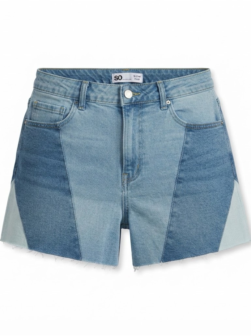 SO Two-Tone Blue Patchwork Denim Shorts